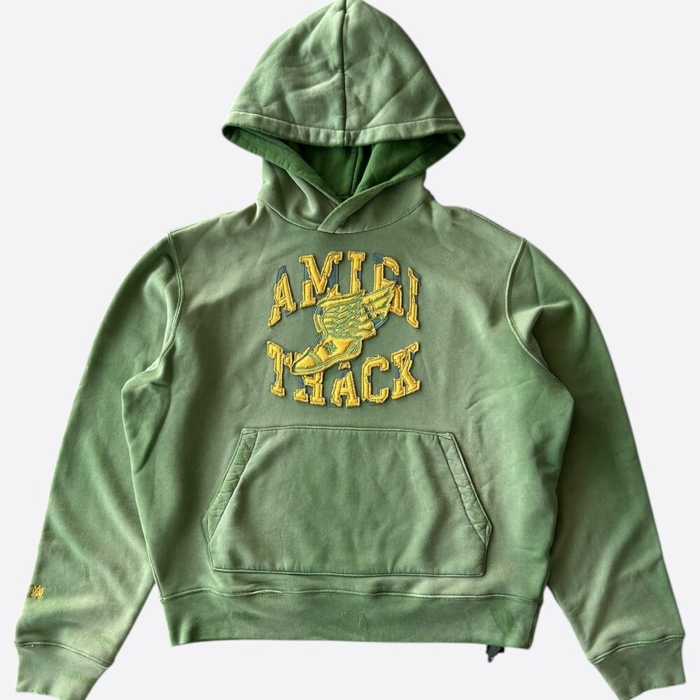 Amiri Green & Yellow Track Logo Hoodie